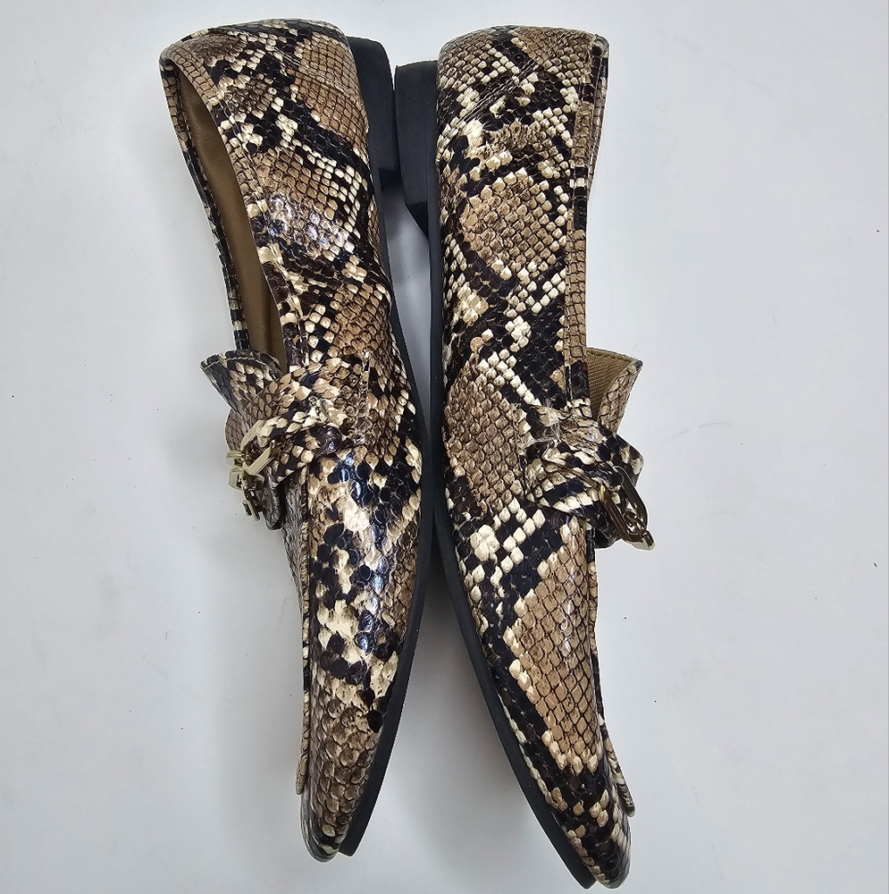 Bamboo Snake Print Women's Loafer Size: 7.5 With Fashion Gold Chain - Picture 6 of 7